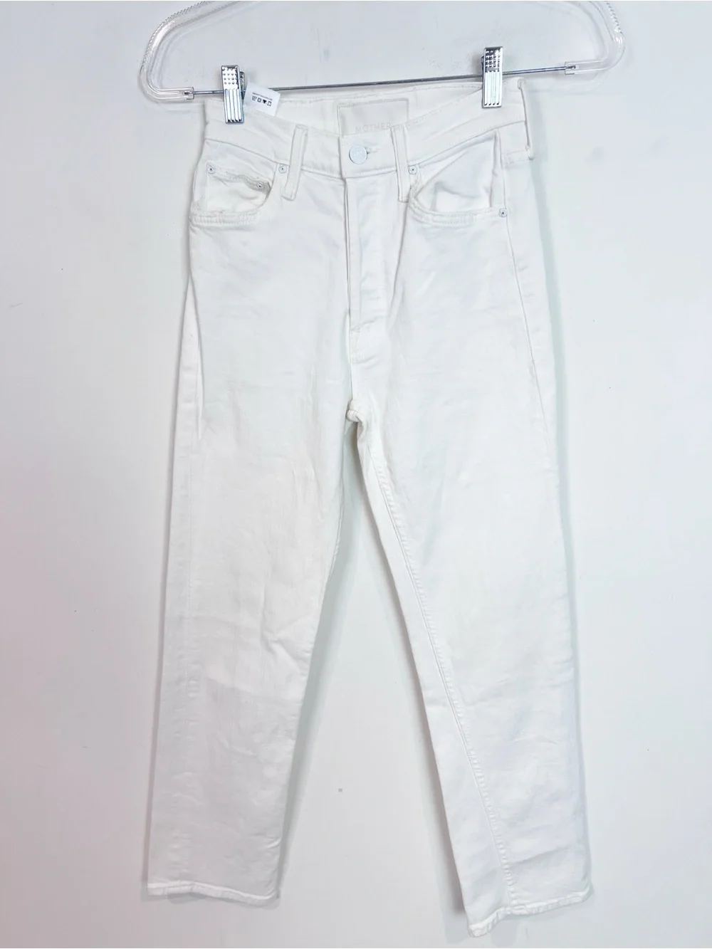 MOTHER SUPERIOR WHITE BUTTON FLY HIGH RISE TOMCAT STRAIGHT JEANS SZ 24
